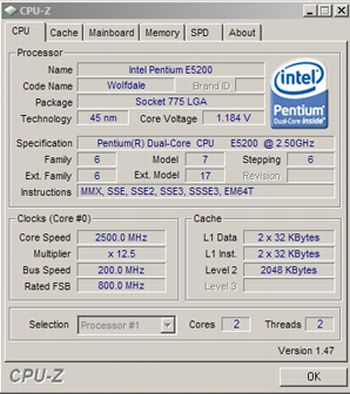 intel pentium e5200 cpuz